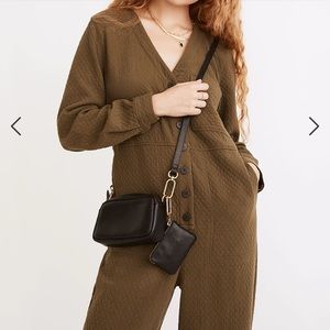 Madewell Black Leather Carabiner Mini Crossbody Bag PLUS Mini Pouch